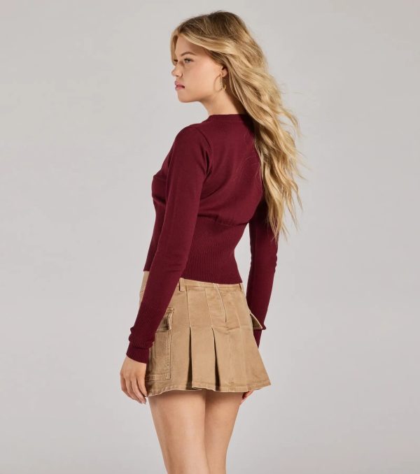 Chic Staple Crew Neck Cropped Knit Cardigan - Image 2