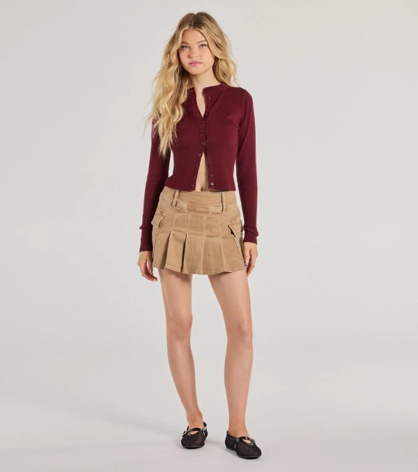 Chic Staple Crew Neck Cropped Knit Cardigan - Image 3