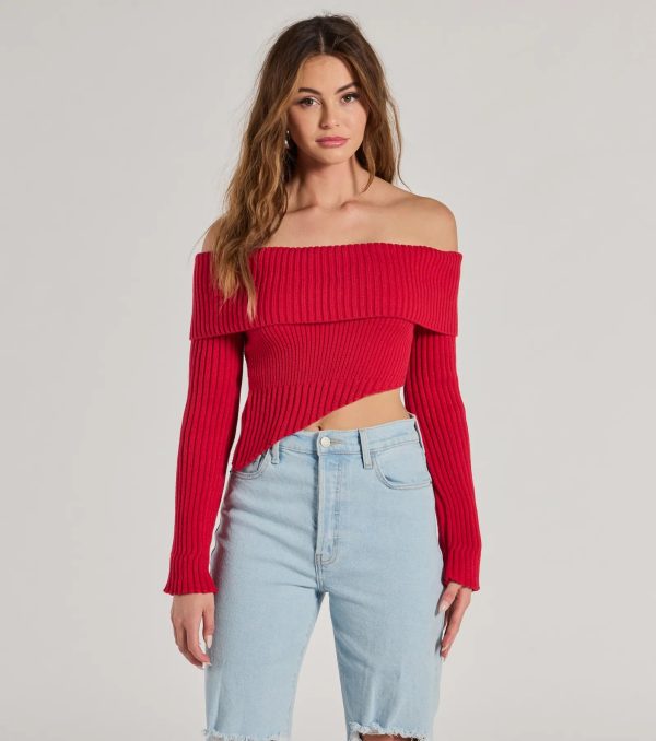 Always Got The Glam Off-The-Shoulder Asymmetrical Crop Top - Image 5