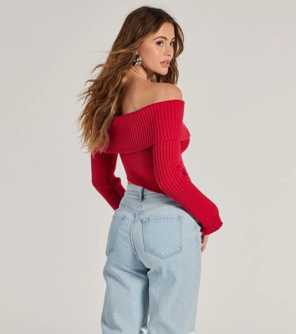 Always Got The Glam Off-The-Shoulder Asymmetrical Crop Top - Image 6