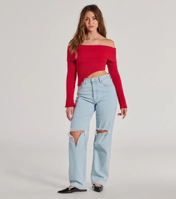 Always Got The Glam Off-The-Shoulder Asymmetrical Crop Top - Image 7