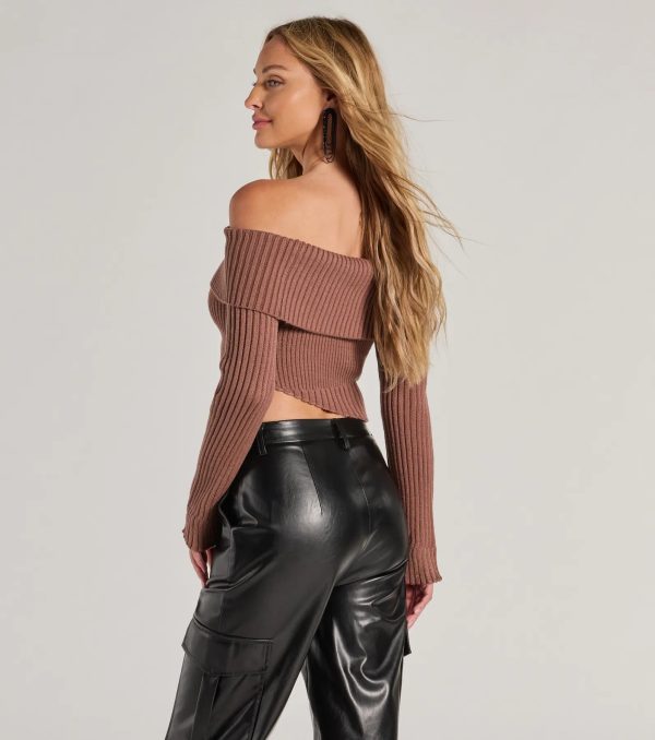 Always Got The Glam Off-The-Shoulder Asymmetrical Crop Top - Image 2