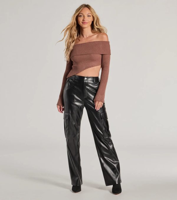 Always Got The Glam Off-The-Shoulder Asymmetrical Crop Top - Image 3