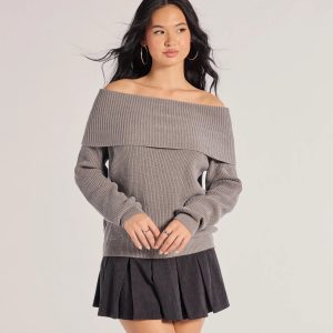 Cozy Factor Ribbed Knit Off-The-Shoulder Sweater