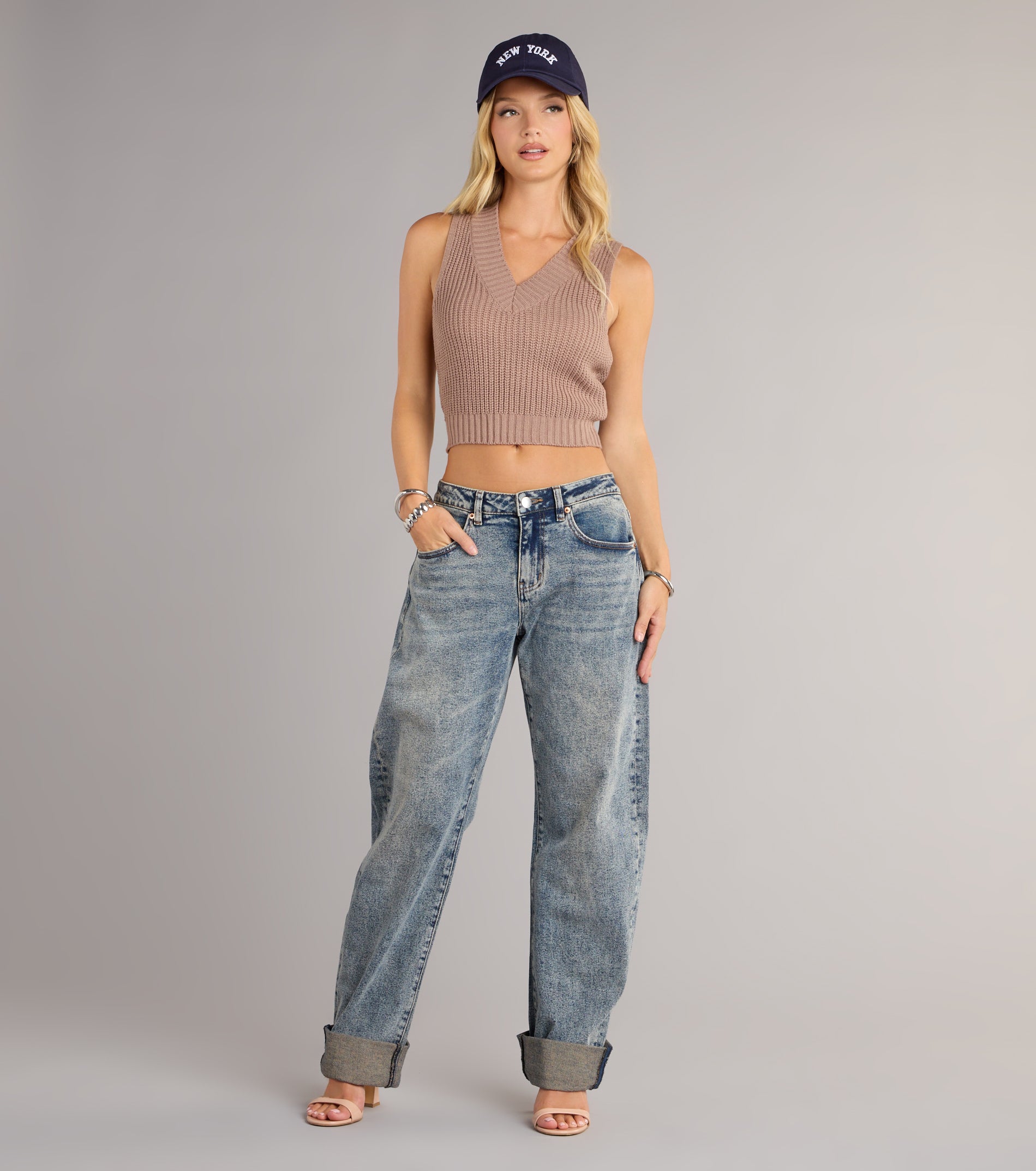 Preppy Babe V-Neck Cropped Sweater Vest - Image 7