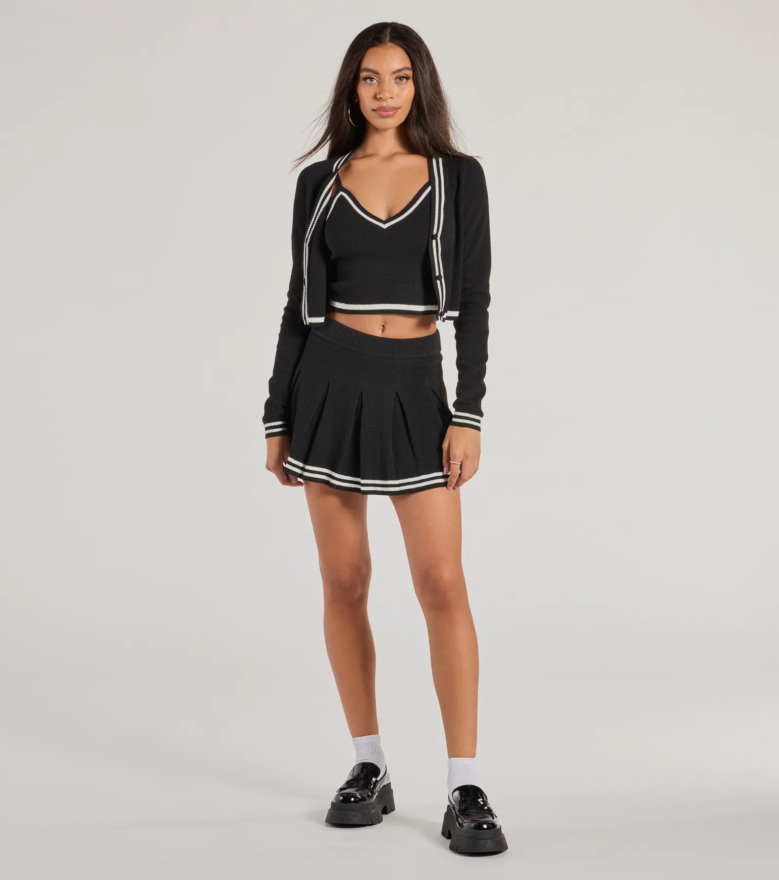 Preppy Please Striped V-Neck Crop Top - Image 3