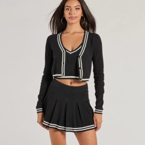 Preppy Please Striped Button Crop Sweater