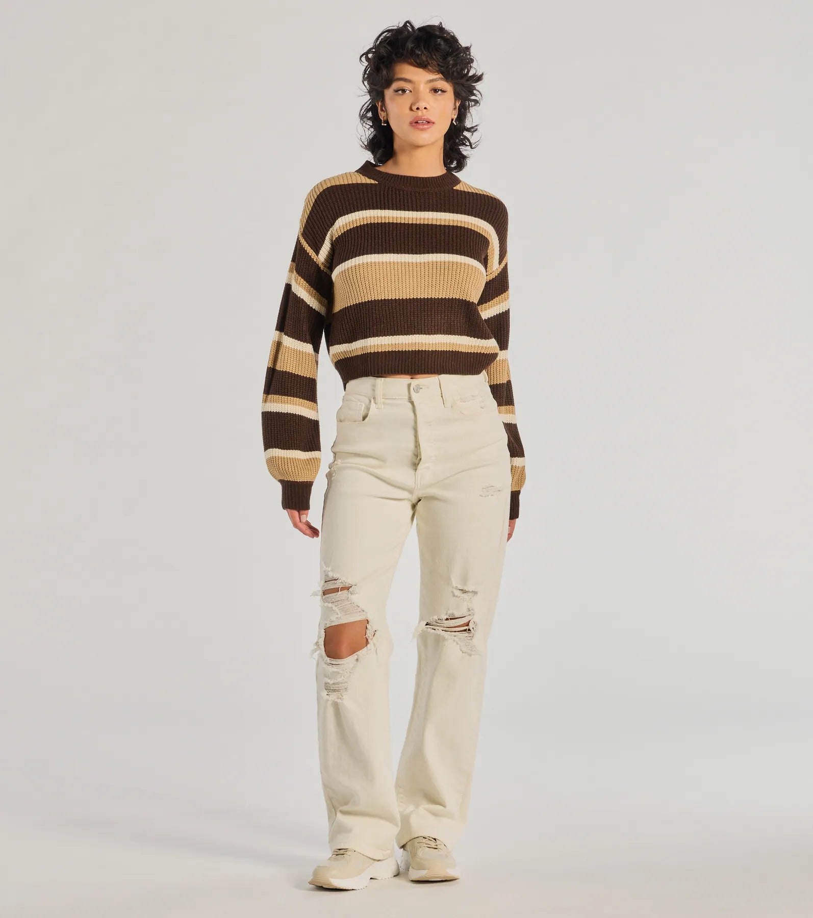 Preppy Style Striped Knit Crew Neck Sweater - Image 7