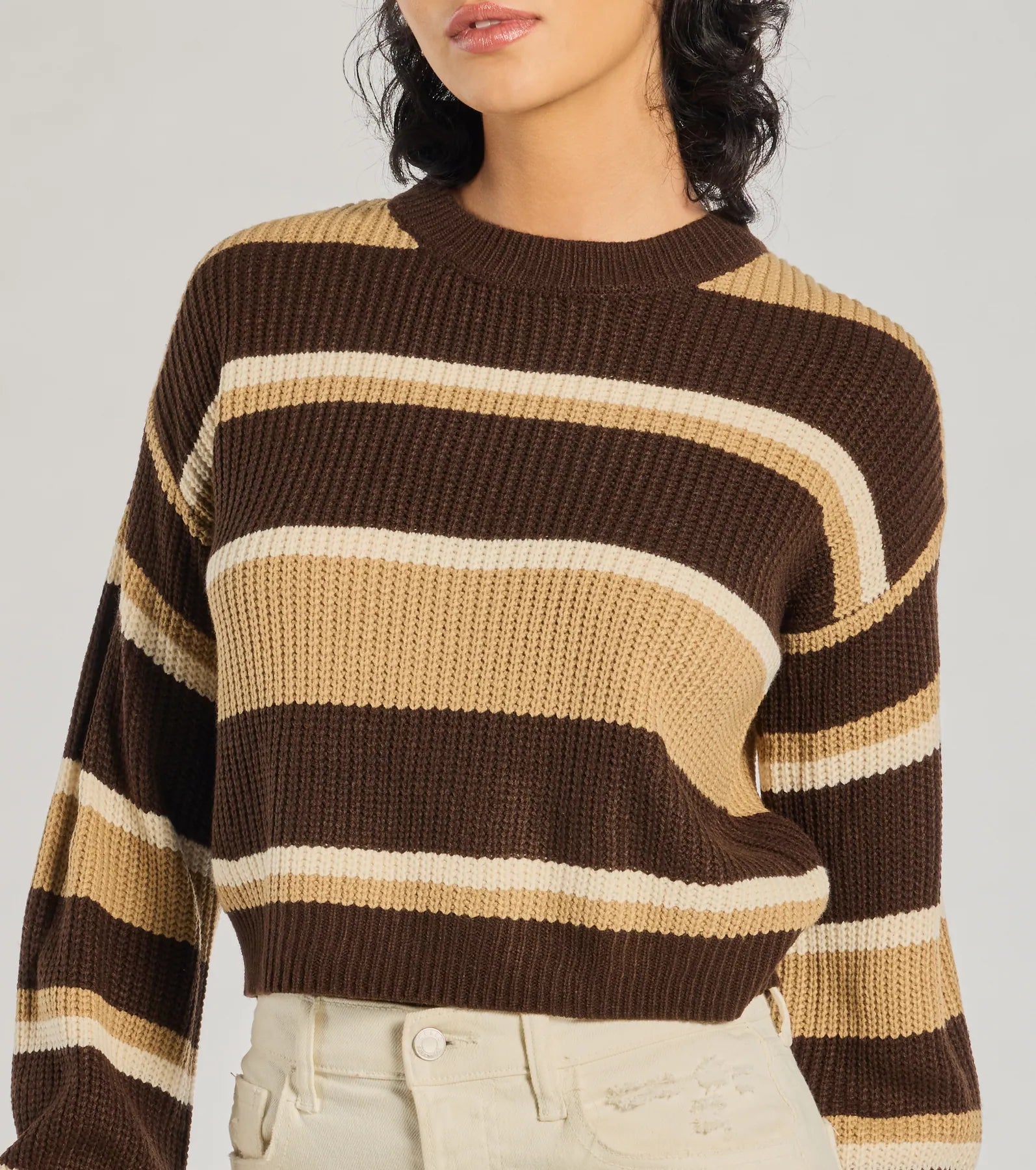 Preppy Style Striped Knit Crew Neck Sweater - Image 8