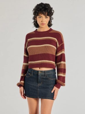 Preppy Style Striped Knit Crew Neck Sweater