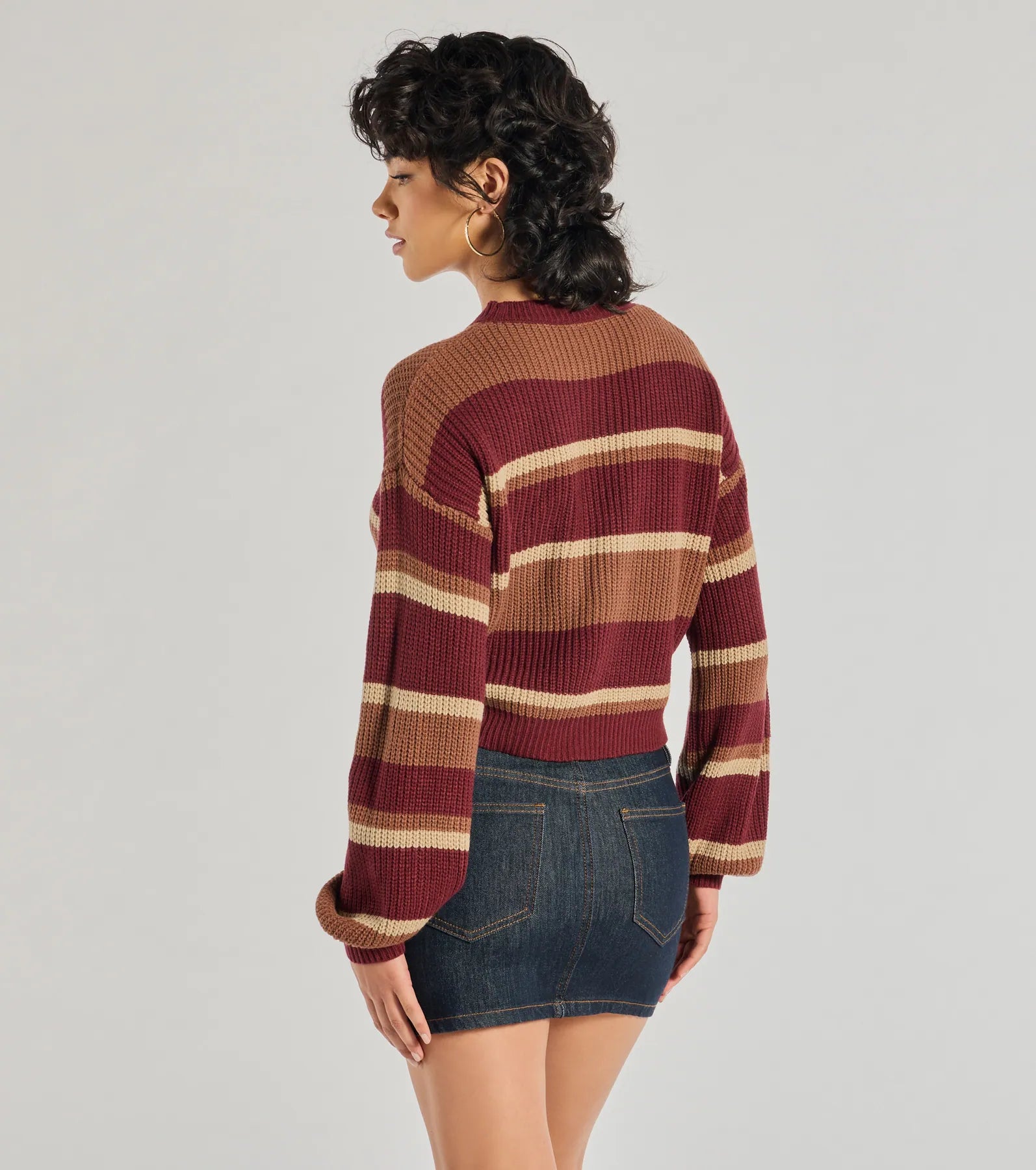 Preppy Style Striped Knit Crew Neck Sweater - Image 2