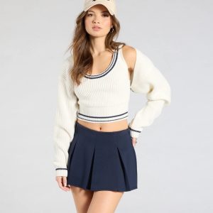 Striped And Stylish Knit Crop Bolero