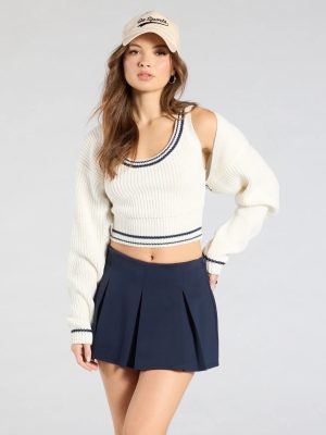 Striped And Stylish Knit Crop Bolero