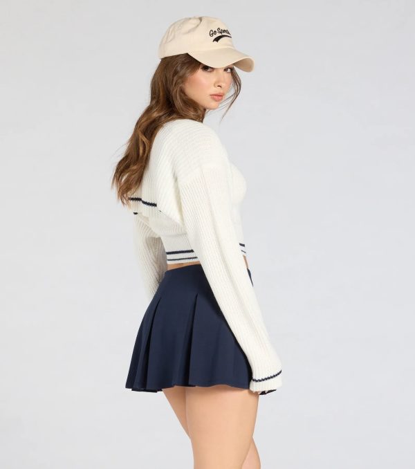 Striped And Stylish Knit Crop Bolero - Image 2