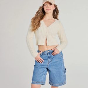 Adorably Cozy Eyelash Knit Button-Down Cardigan