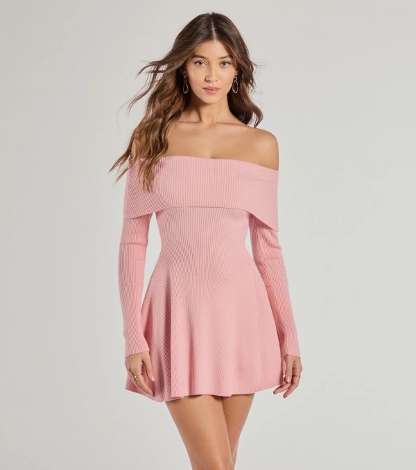 Chic Staple Ribbed Knit Skater Dress - Image 2