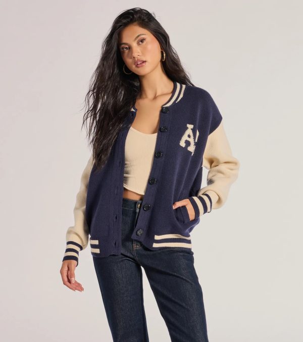 Varsity Chic Button-Down Sweater Jacket - Image 2