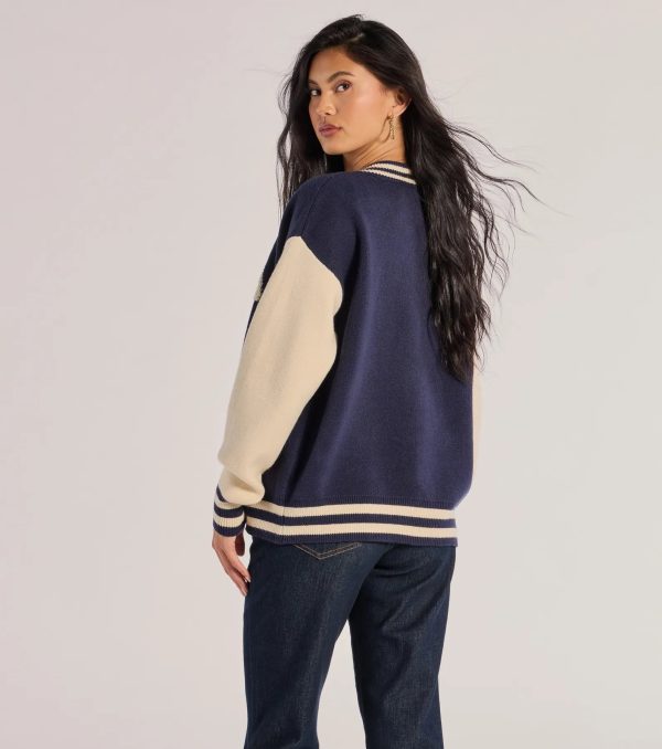 Varsity Chic Button-Down Sweater Jacket - Image 3