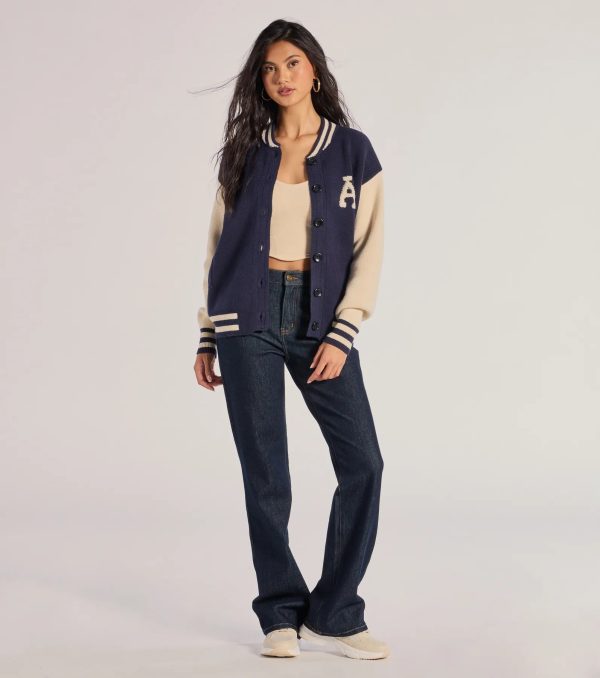Varsity Chic Button-Down Sweater Jacket - Image 4