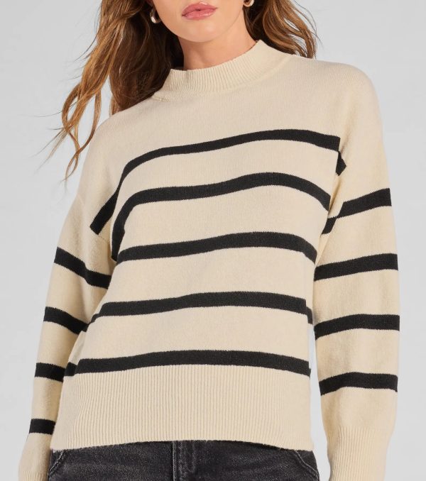 Preppy Casual Striped Knit Mock Neck Sweater - Image 4