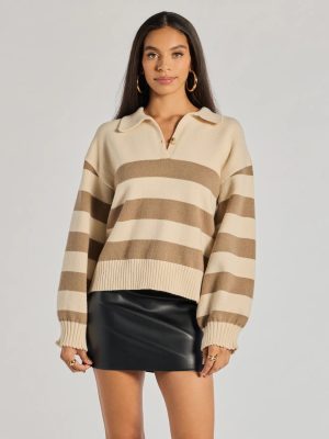 Stripe Sensation Collared Pullover Sweater