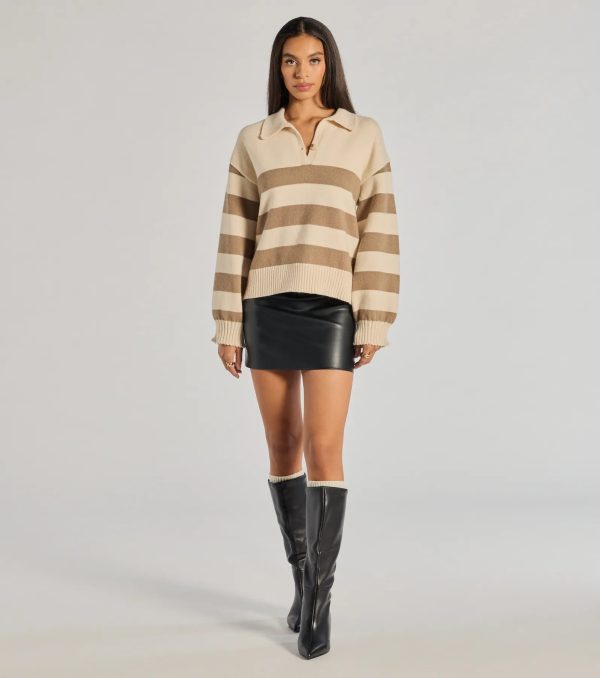 Stripe Sensation Collared Pullover Sweater - Image 4