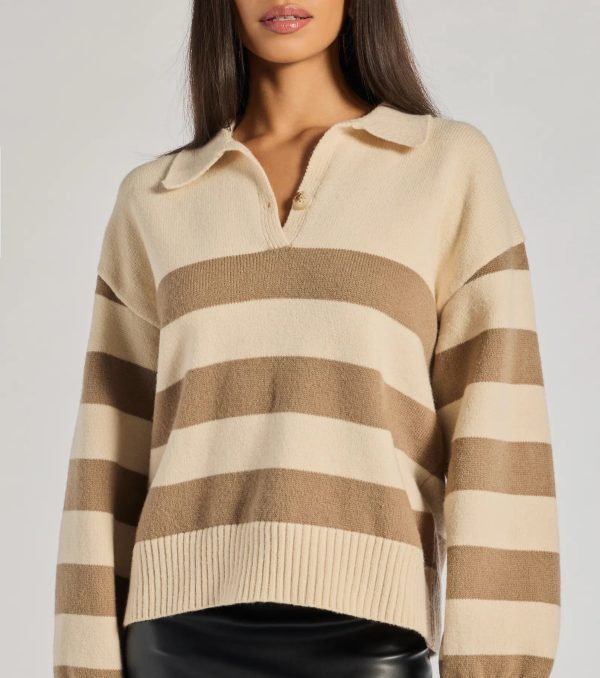 Stripe Sensation Collared Pullover Sweater - Image 5