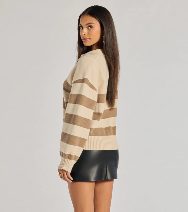 Stripe Sensation Collared Pullover Sweater - Image 3
