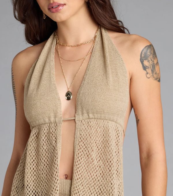 Feelin' Boho Halter Open Back Knit Top - Image 5