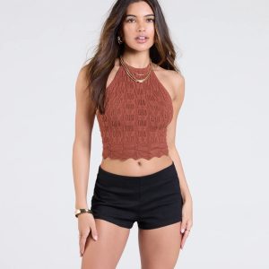 Signs Of Sunshine Halter Knit Crop Top