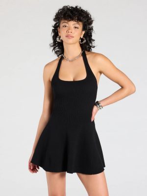 In The Cards Halter Skater Mini Dress