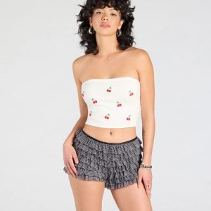 Cute Pickings Cherry Embroidered Tube Top