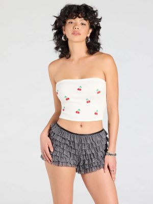 Cute Pickings Cherry Embroidered Tube Top