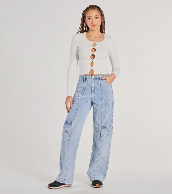 Made The Cutout Long Sleeve Sweater Crop Top - Image 3