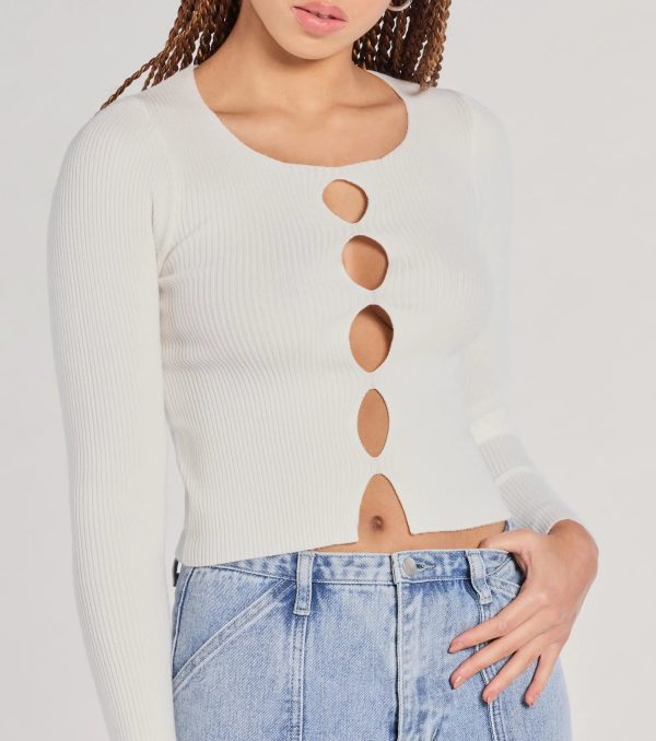 Made The Cutout Long Sleeve Sweater Crop Top - Image 4