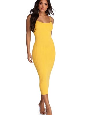 Sleek Style Ribbed Midi Dress