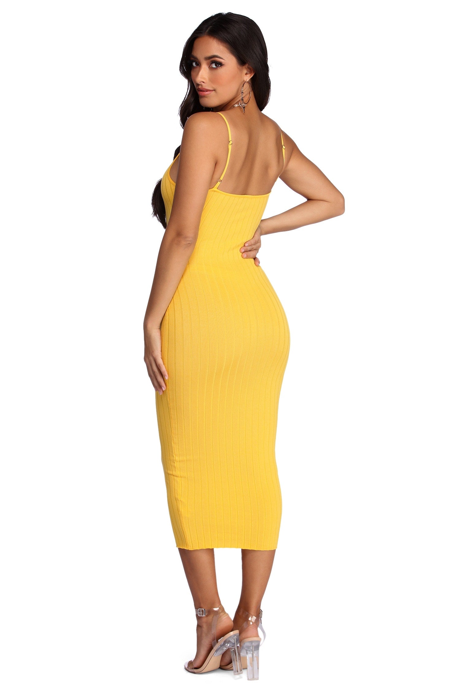 Sleek Style Ribbed Midi Dress - Image 3
