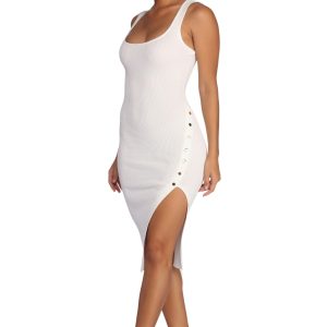 Oh Snap Button Midi Dress