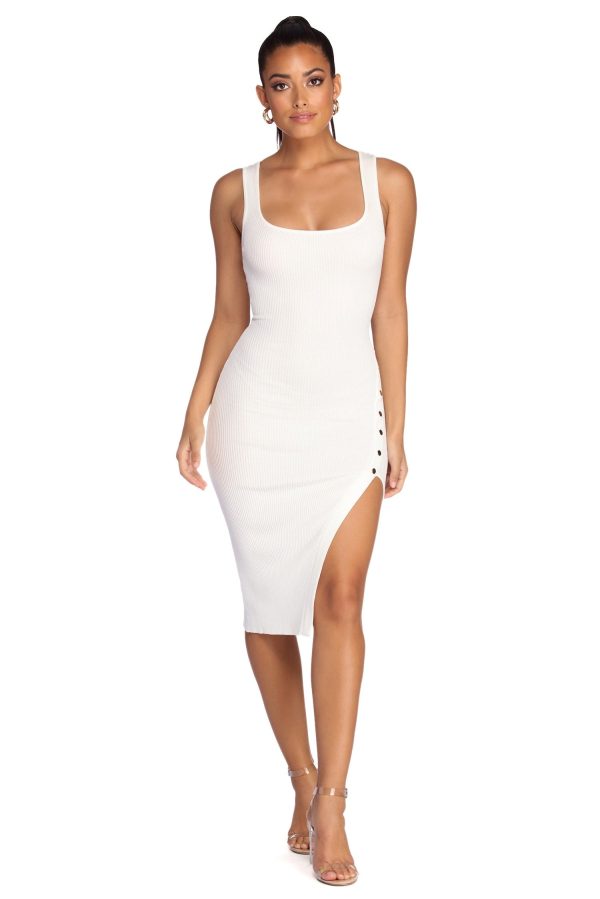 Oh Snap Button Midi Dress - Image 2