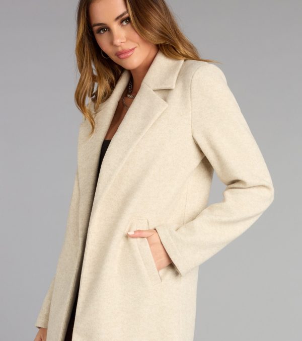 Chic Agenda Faux Wool Trench Coat - Image 3