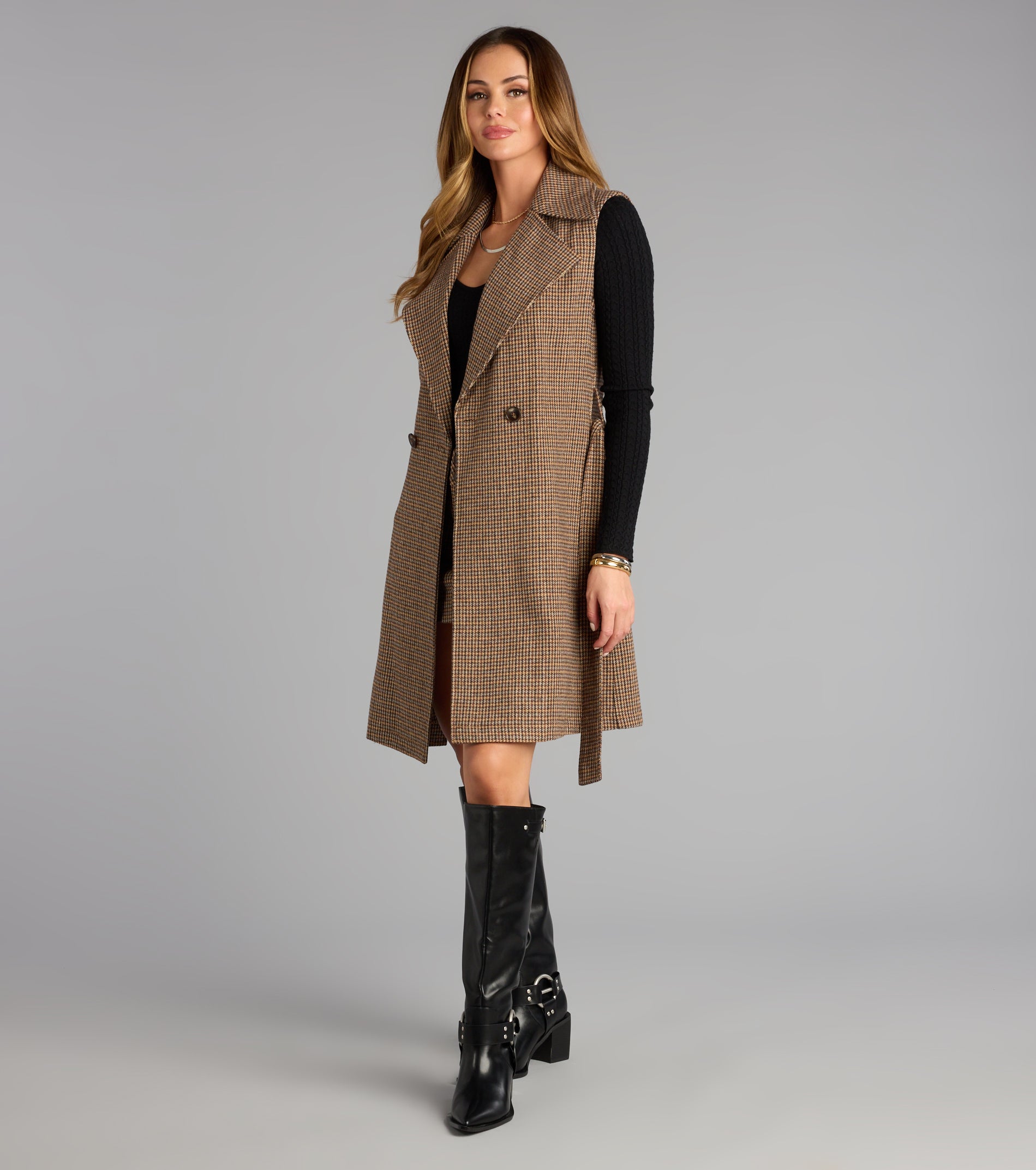 Checkmate Plaid Trench Vest - Image 4