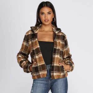 Pretty In Plaid Faux Fur Jacket