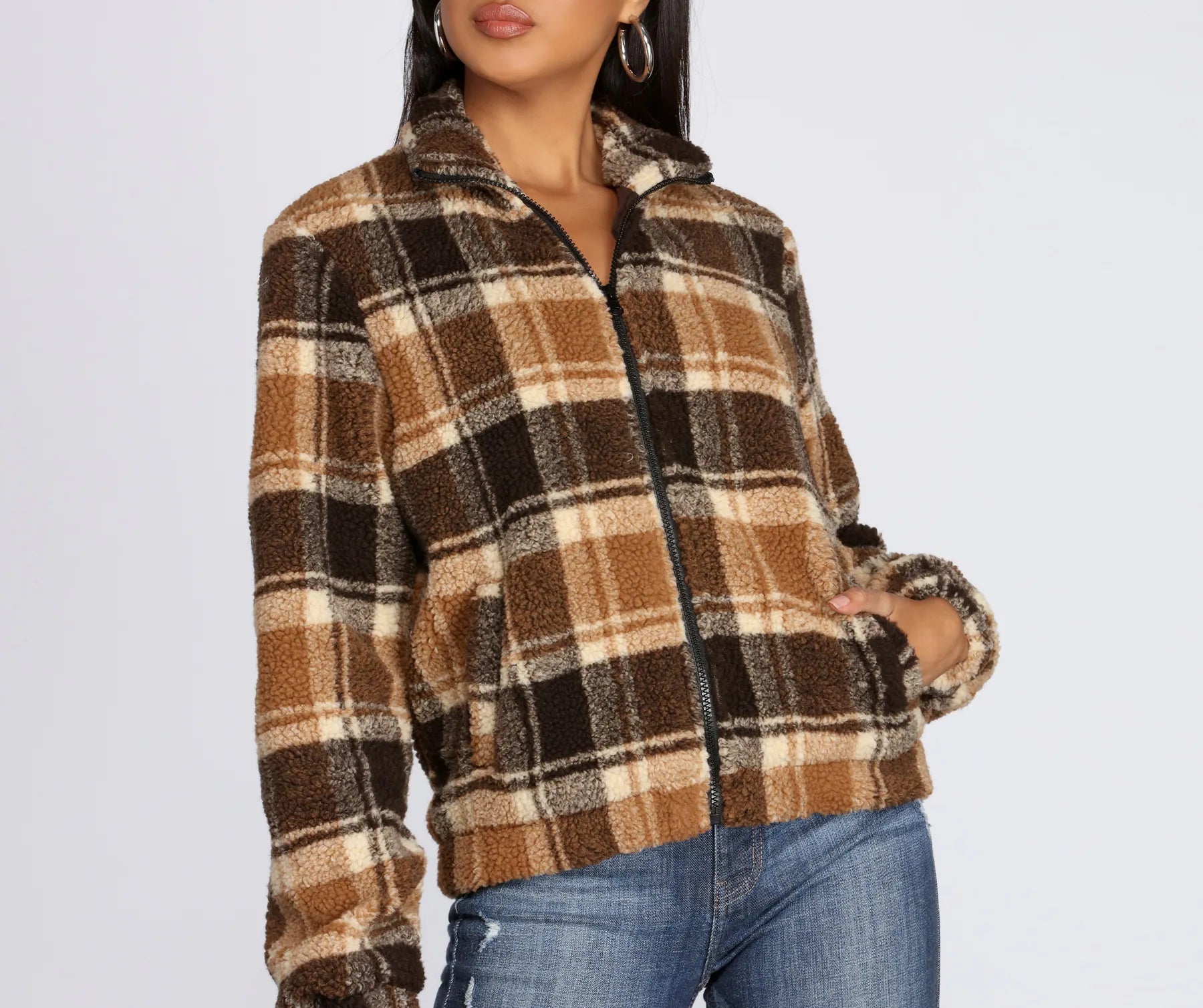 Pretty In Plaid Faux Fur Jacket - Image 2