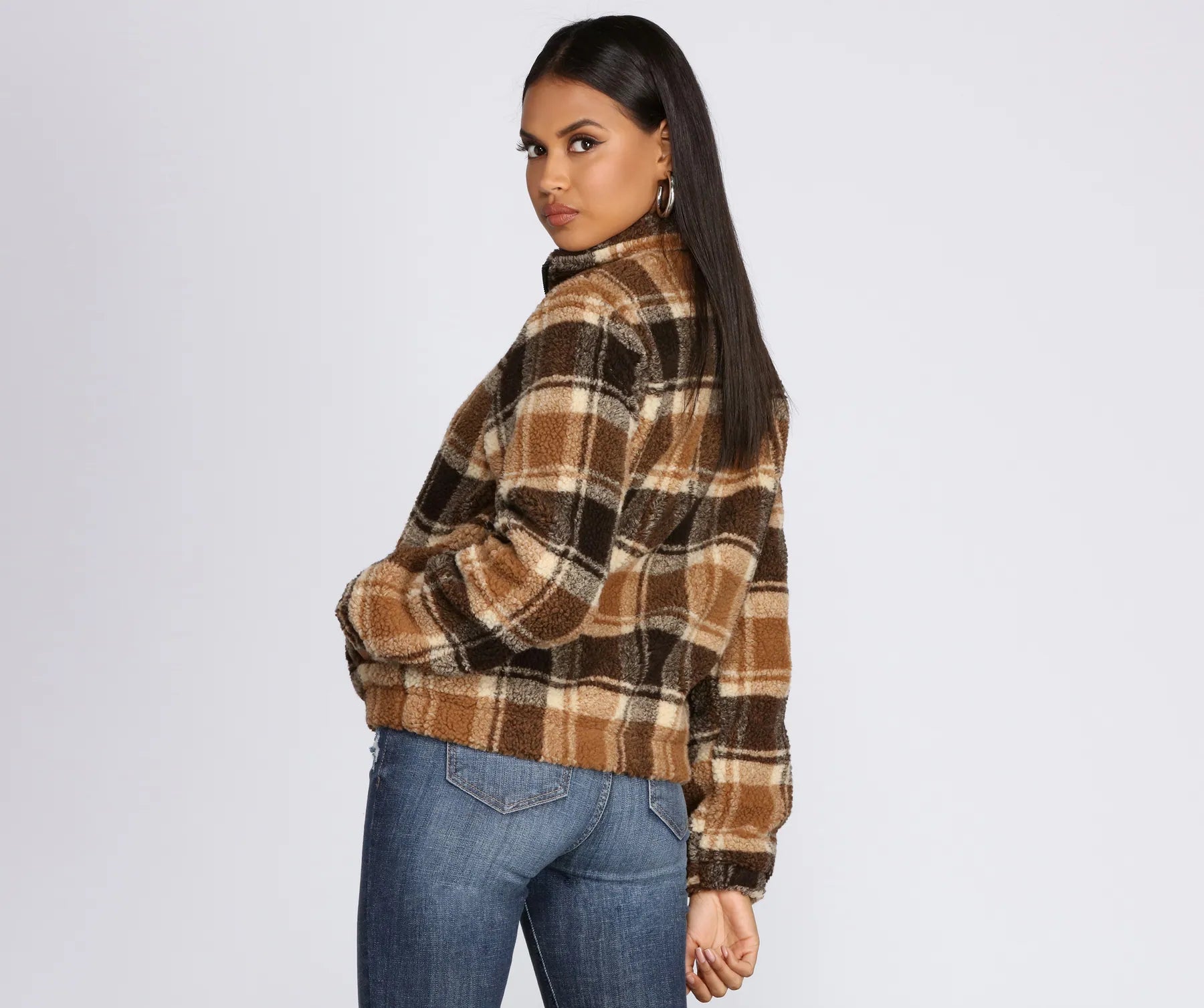 Pretty In Plaid Faux Fur Jacket - Image 3