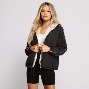 Trendy Nylon Faux Fur Reversible Jacket