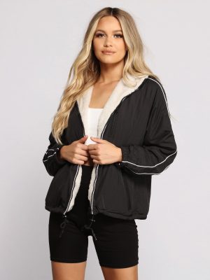 Trendy Nylon Faux Fur Reversible Jacket