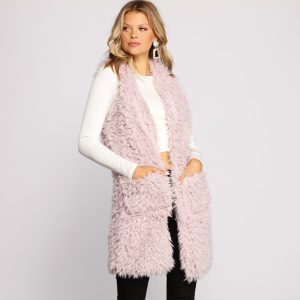 Major Fashionista Long-Line Faux Fur Vest