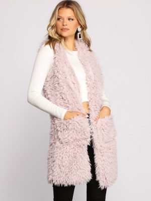Major Fashionista Long-Line Faux Fur Vest