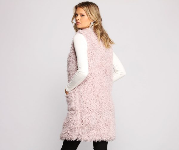 Major Fashionista Long-Line Faux Fur Vest - Image 2