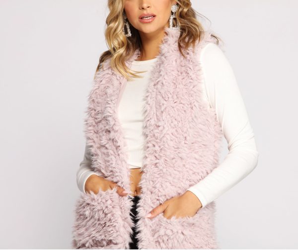 Major Fashionista Long-Line Faux Fur Vest - Image 3